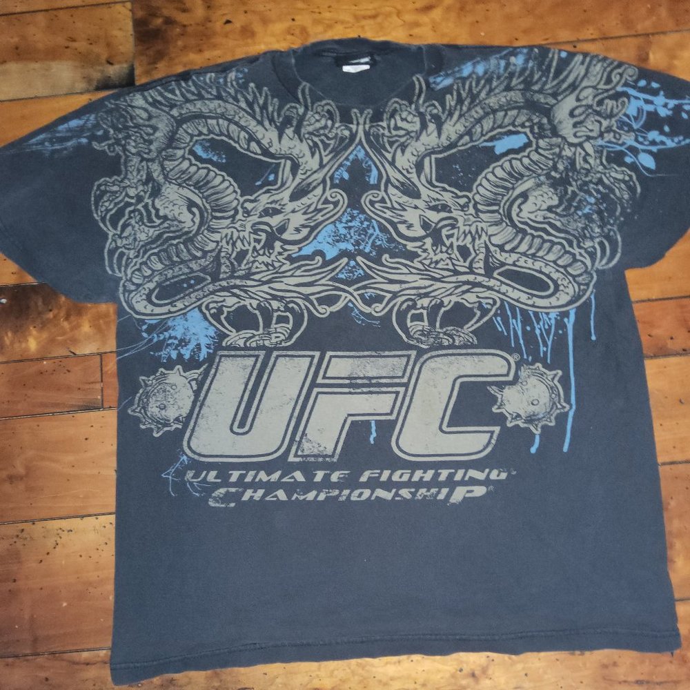 Vintage ufc dragon black and blue shirt xl.